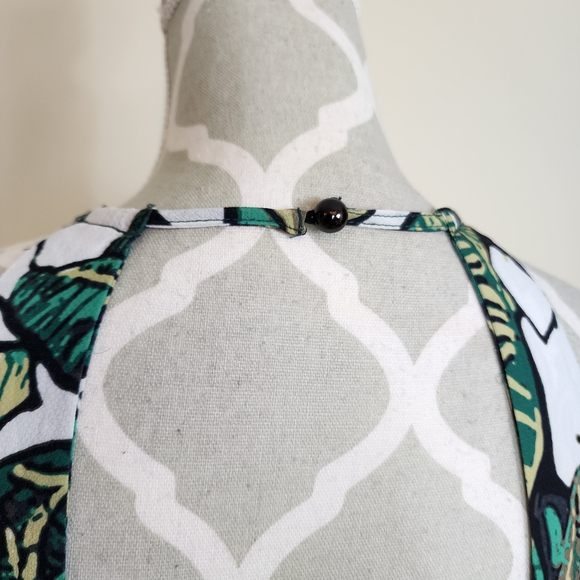 Tropical Green Halter Dress Size XS Open Back Summer Print - Picture 7 of 10
